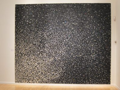 One of the art pieces in the gallery ... made up of...